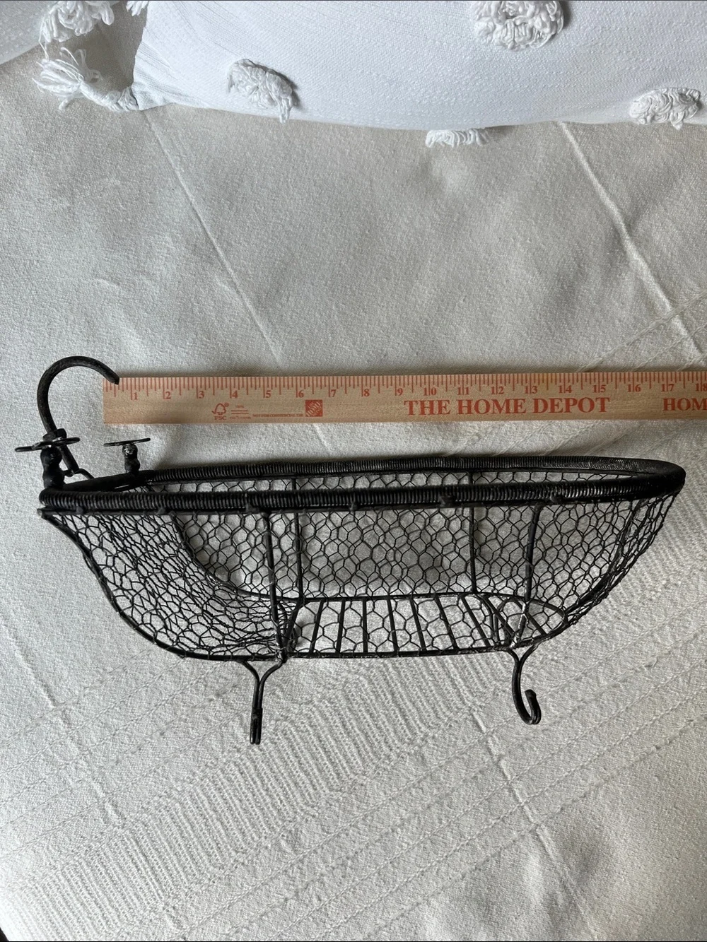Vintage, French Country style Black Wire Mesh Bathtub Decorative Basket